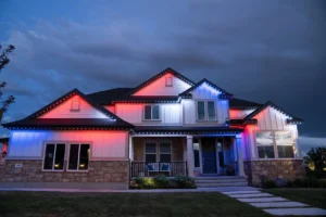 Permanent outdoor lighting on a Winter Park home